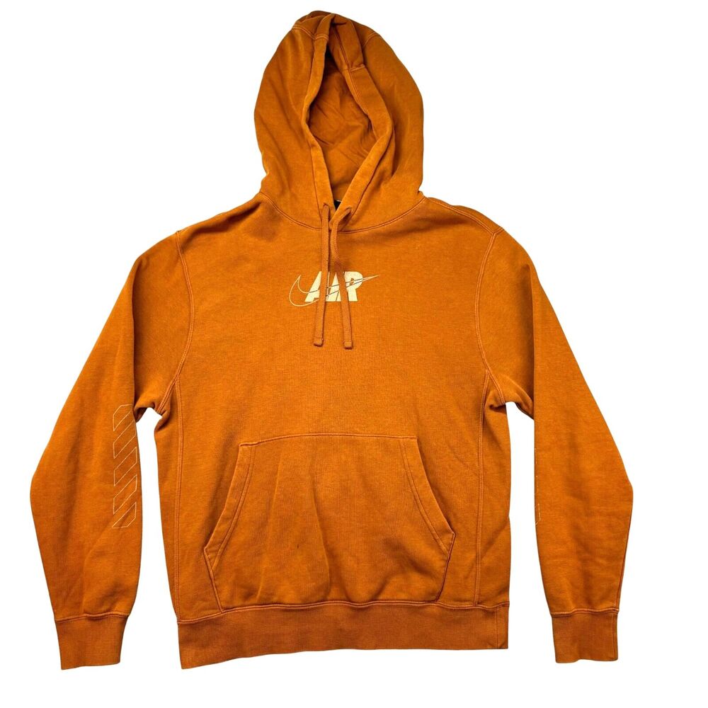 NIKE Hoodie Men's Small Brown Long Sleeve Air Box Logo Pullover Skater Cotton
